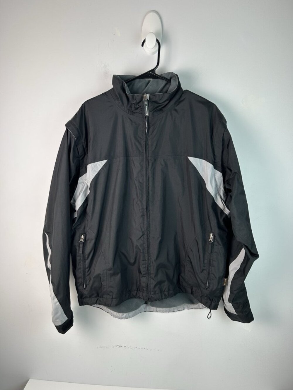 Sunice Jacket Mens M Black Gray Full Zip Golf Windbreaker Storm Coat Convertible